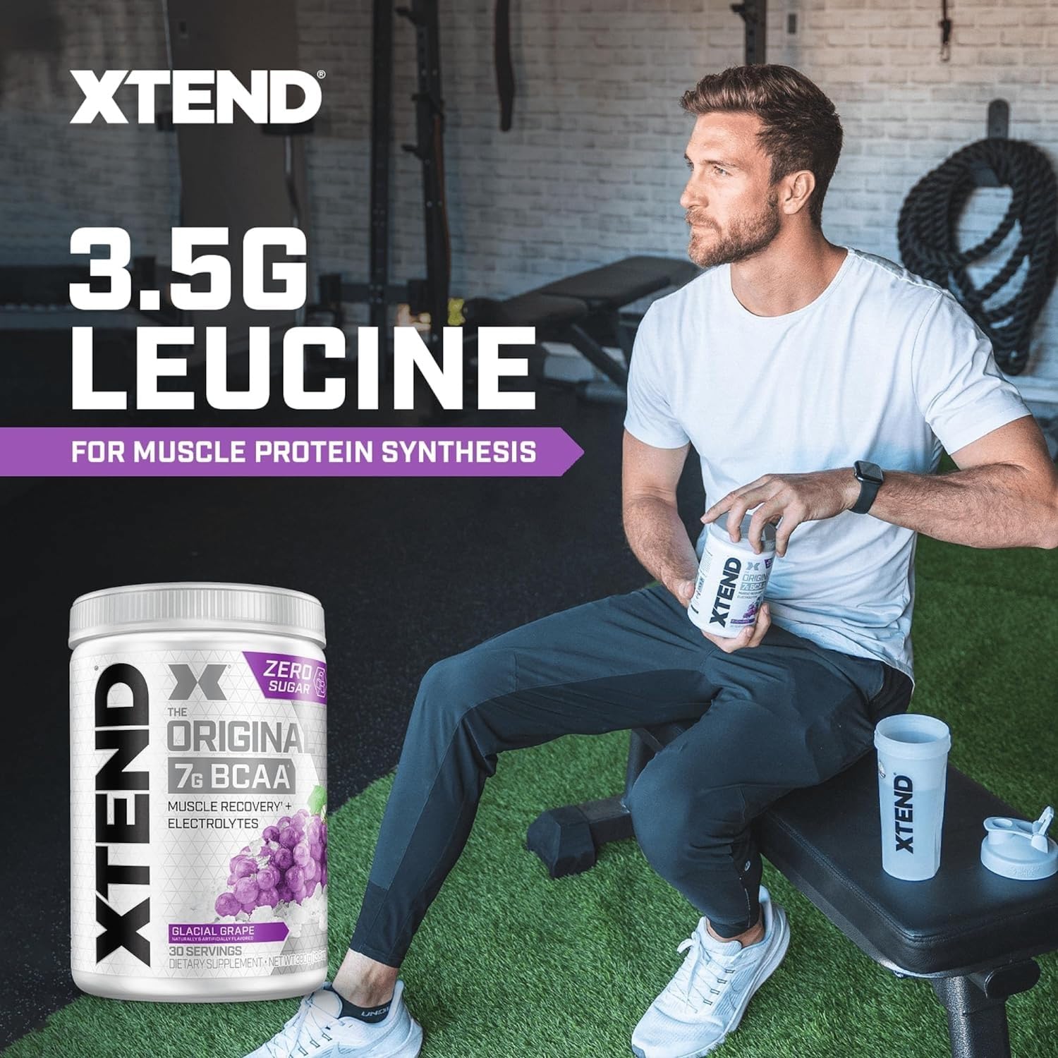 Xtend Original scoop beside glass, signaling easy daily recovery support.
