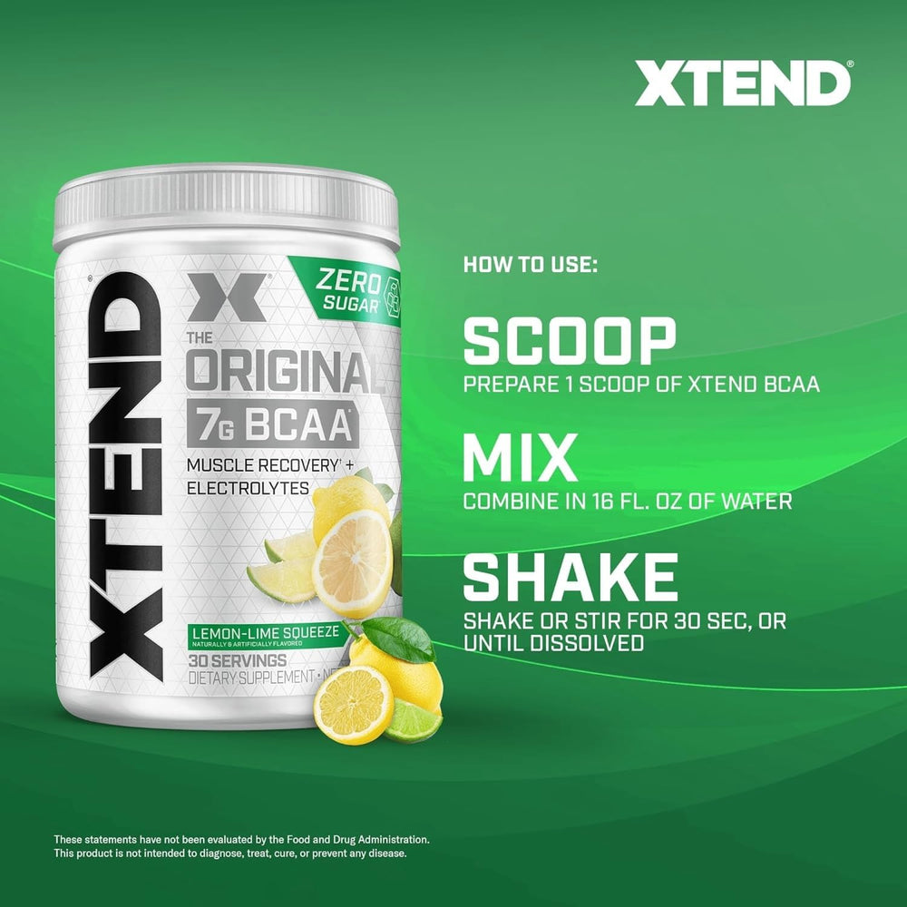 Xtend Original BCAA tub packaging highlighting 30 servings