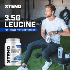Xtend Original Blue Raspberry Ice tub emphasizing a refreshing, sugar-free mix.