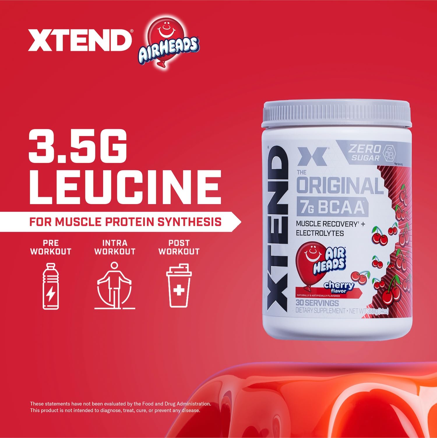Xtend Cherry Airheads tub shows sugar-free hydration for workouts