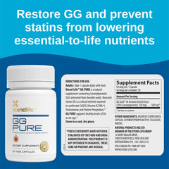Xtendlife GG Pure capsules close-up highlights easy-to-swallow daily dose.
