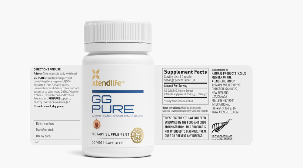 Xtendlife GG Pure packaging highlighting 30-day supply.