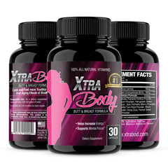 XtraBody bottle pouring butt and breast enhancement capsules for daily use.