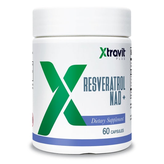 Xtravit Resveratrol NAD+ bottle front view for daily energy support