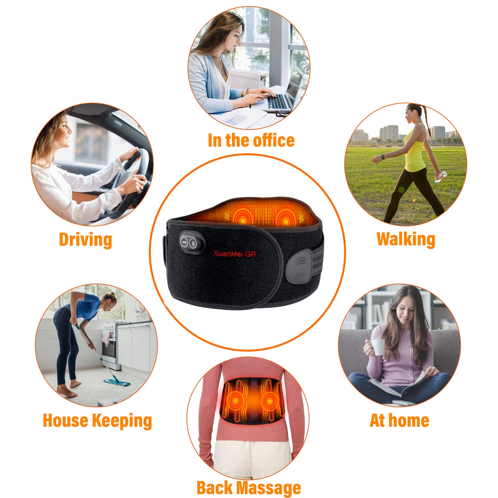 XuanMei GR heated back wrap ideal for home or office use.
