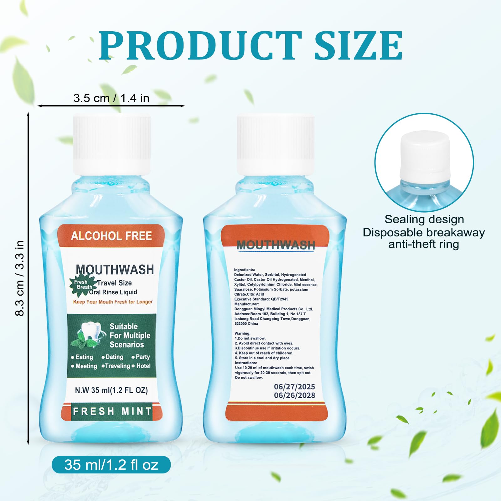 Xuezoioy mint-flavored mouthwash foil-sealed for freshness