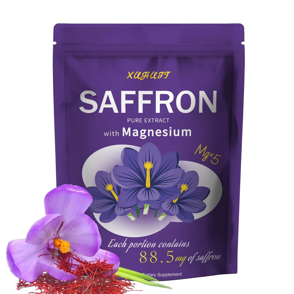 XUHUIT saffron supplement bottle for daily wellness support.