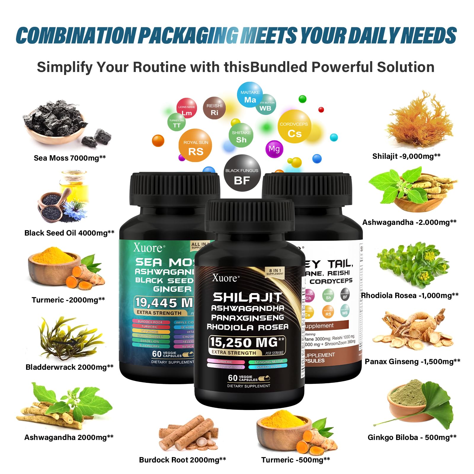 Xuore all-in-one shilajit sea moss close-up on premium blend