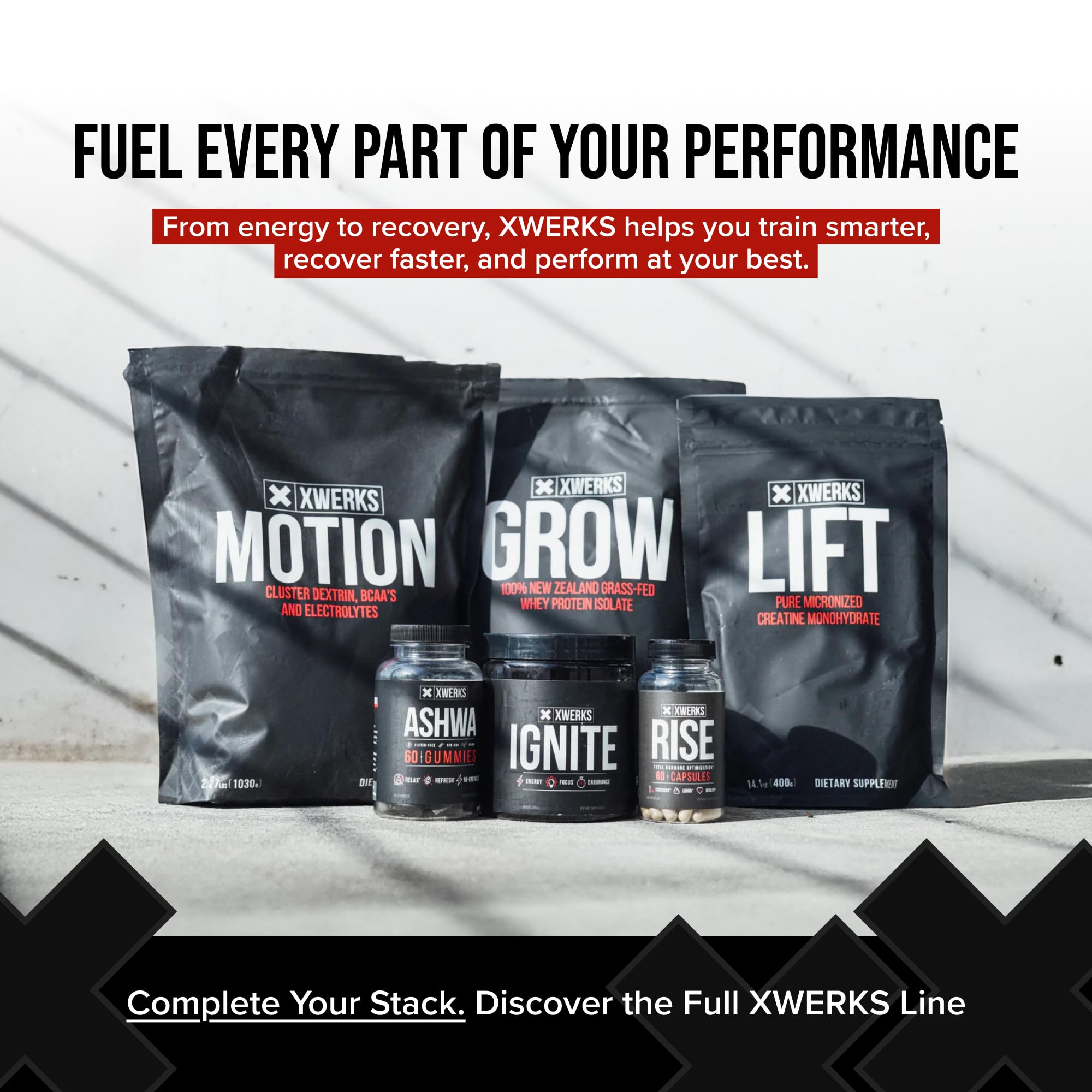 XWERKS Grow ingredients image highlights grass-fed isolate purity.