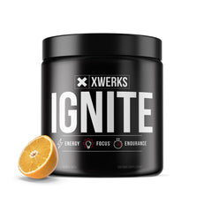 Xwerks Ignite orange flavor tub for steady workout energy