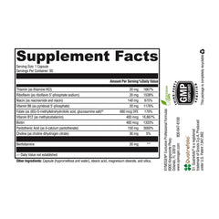 XYMOGEN B-Activ capsules closeup highlighting high potency B vitamins.