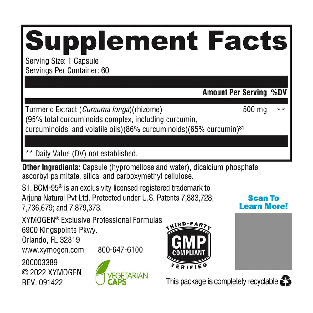 Closeup of CurcuPlex-95 capsules highlighting BCM-95 turmeric extract.