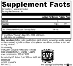 XYMOGEN DHA from Algae softgels close-up for simple daily supplementation.