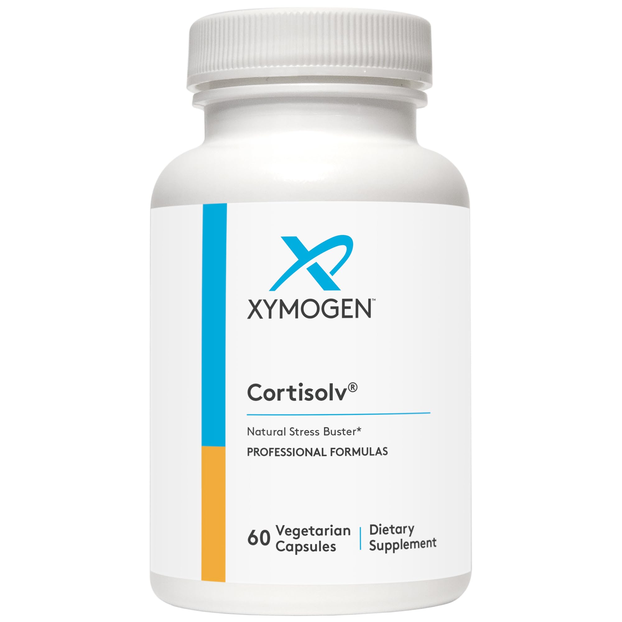 XYMOGEN Cortisolv L-Theanine capsule close-up for calm focus.
