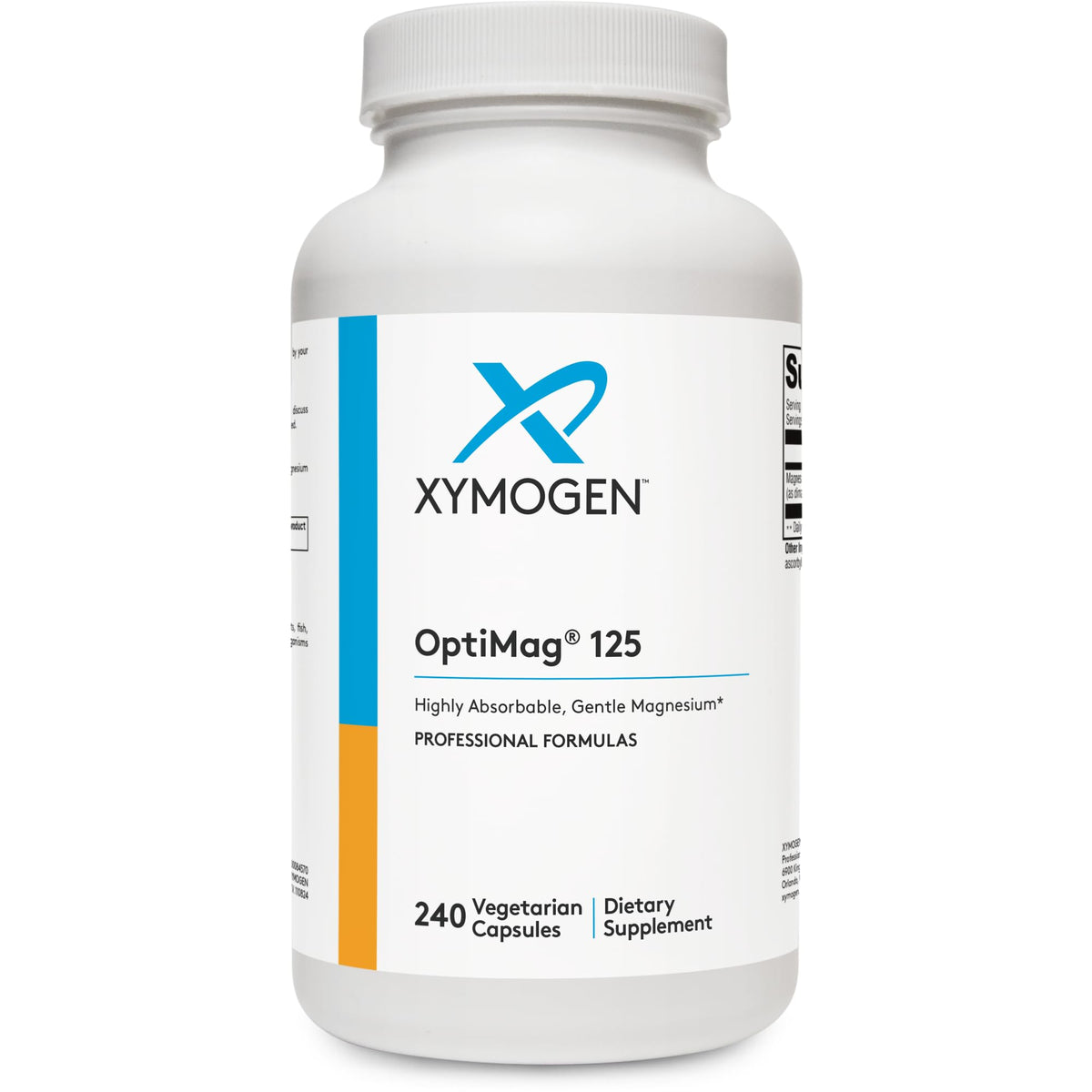 XYMOGEN OptiMag 125 bottle for high‑absorption magnesium supporting nerves and muscles