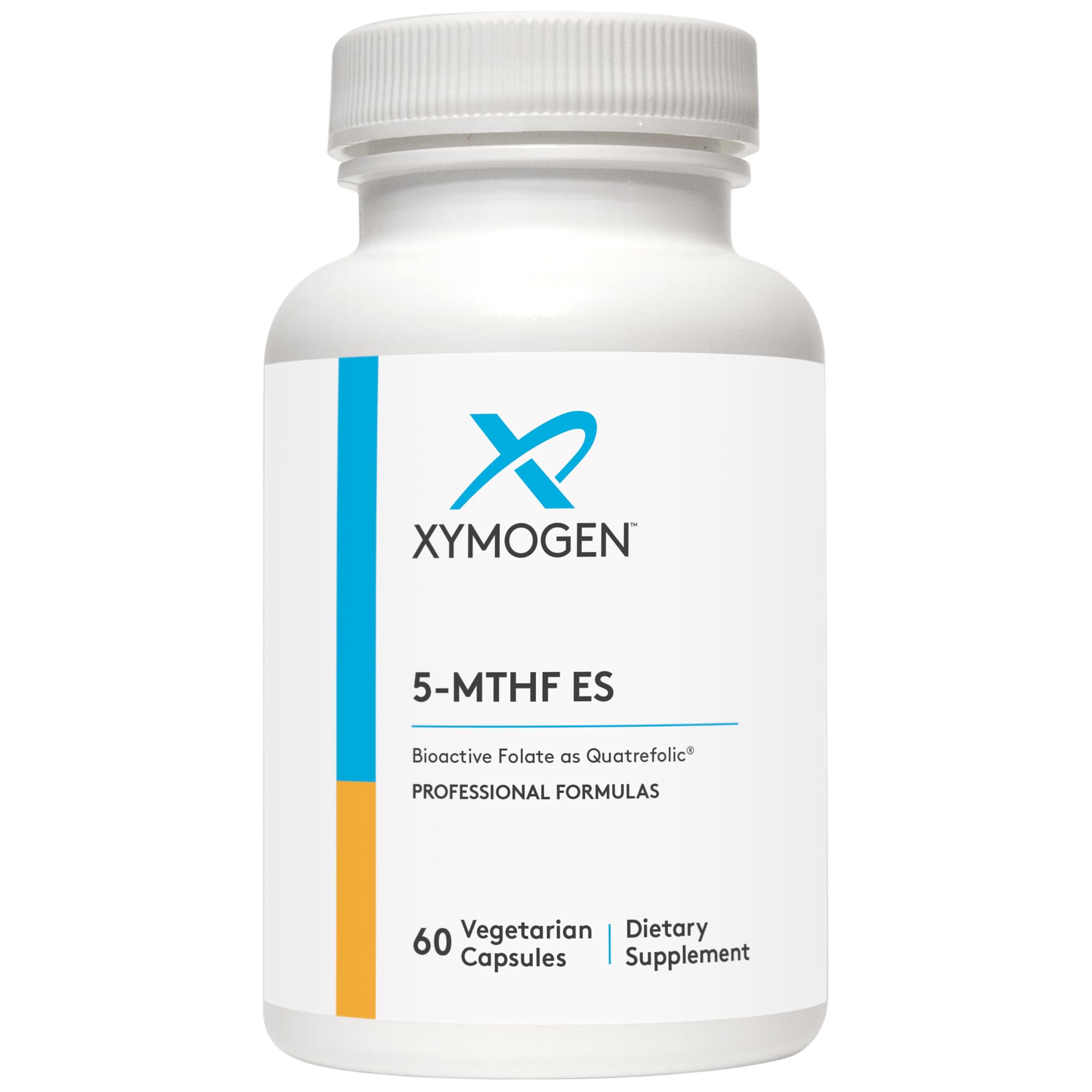 XYMOGEN 5-MTHF ES bottle front for daily methylfolate support.