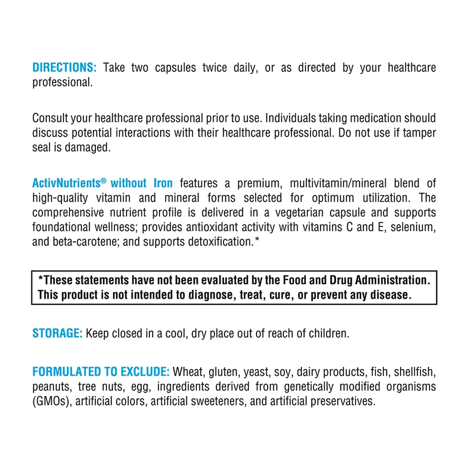 XYMOGEN ActivNutrients ingredients panel close-up showing nutrient mix.
