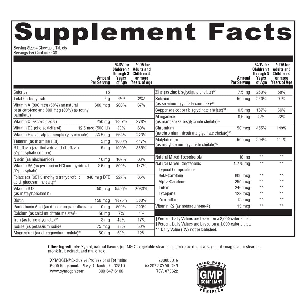 XYMOGEN ActivNutrients kid-friendly chewables in a practical scene