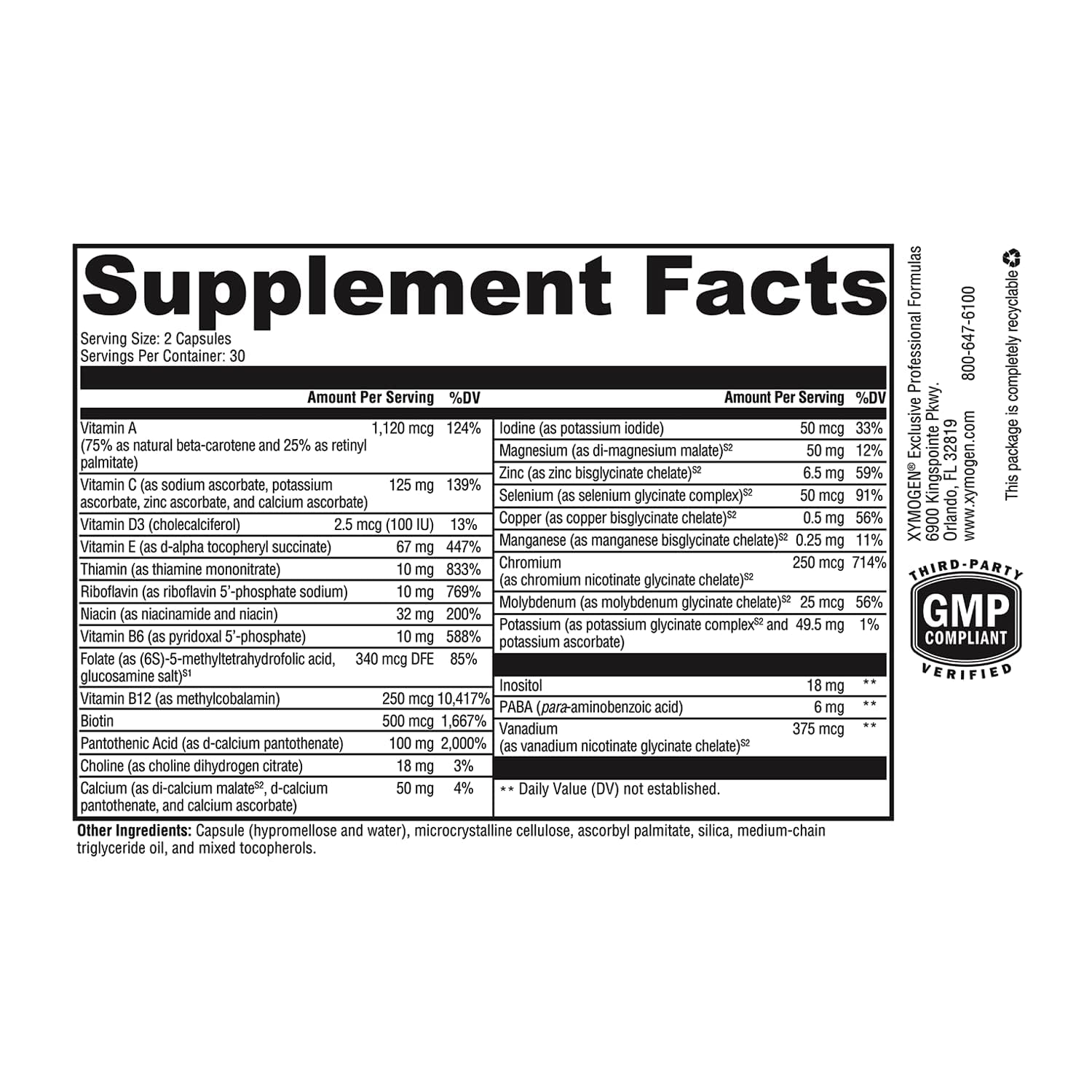 Capsules close-up of Xymogen ActivNutrients Without Iron for steady energy support