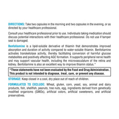 Closeup of XYMOGEN Benfotiamine capsules emphasizing lipid-soluble delivery.