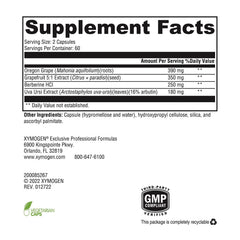 XYMOGEN Berbemycin berberine ingredient close-up highlighting active compounds.