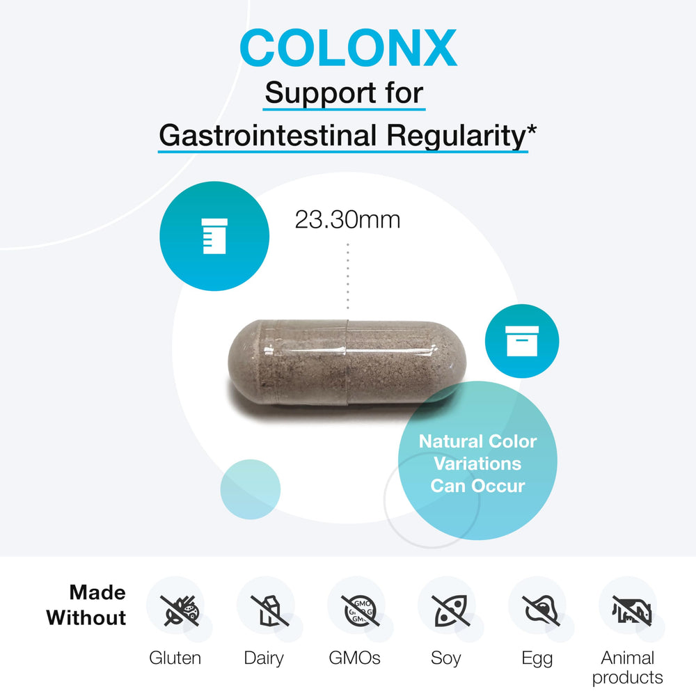 ColonX capsule being poured to illustrate digestion support.