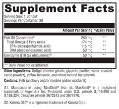 Softgels from XYMOGEN CoQmax Omega in a bottle, ready for daily use