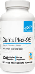 XYMOGEN CurcuPlex-95 bottle front with easy-to-swallow vegan capsules.