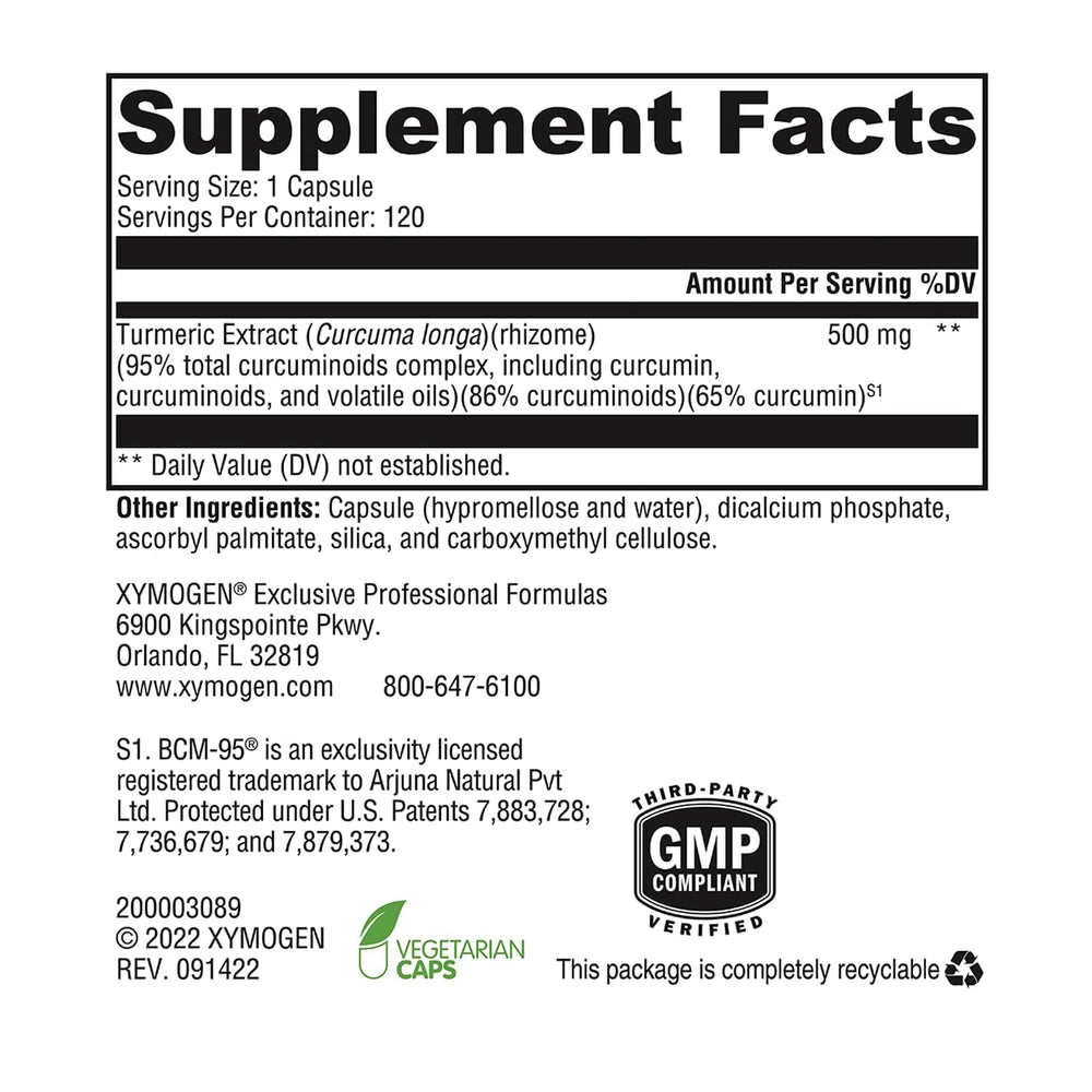 XYMOGEN CurcuPlex-95 capsules ready for daily brain support.