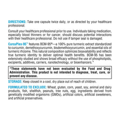 XYMOGEN CurcuPlex-95 nutrition facts panel and info.
