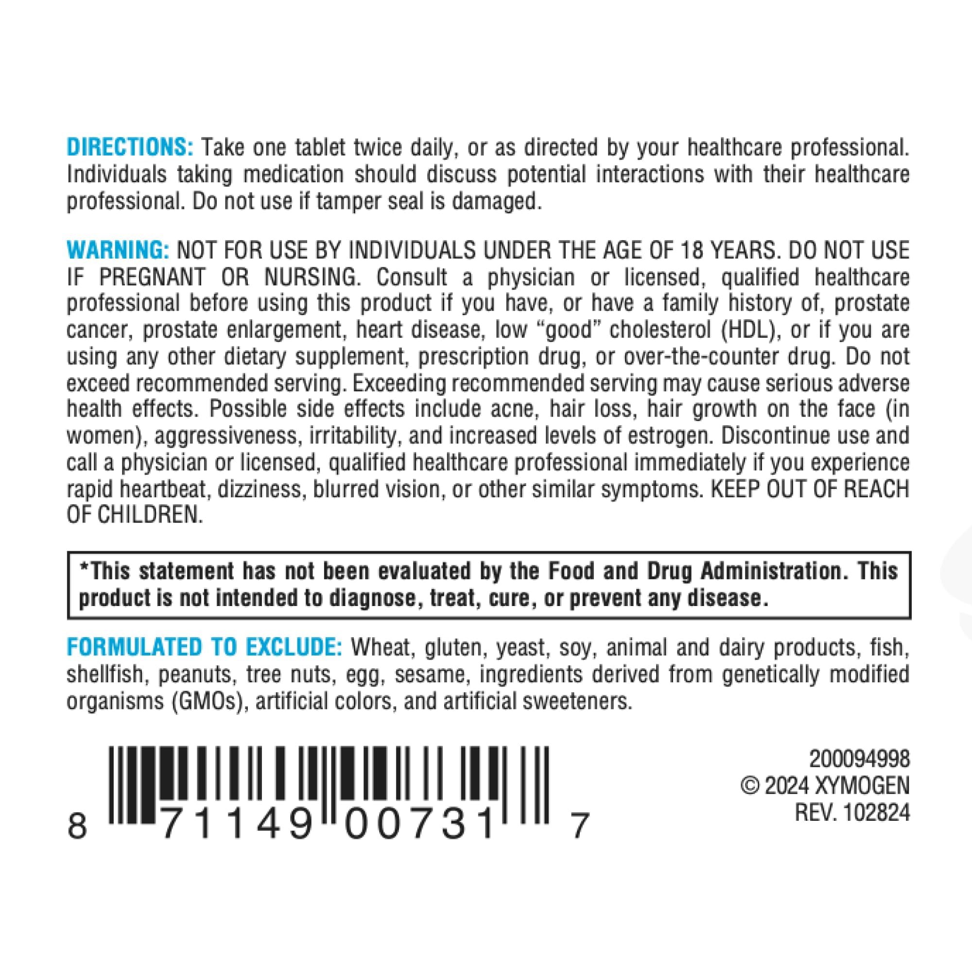 Xymogen DHEA allergen-free packaging communicates a clean formula.
