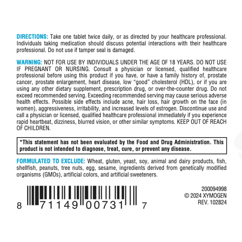 Xymogen DHEA allergen-free packaging communicates a clean formula.