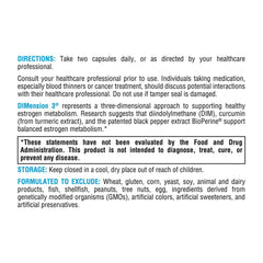 Xymogen Dimension 3 packaging emphasizes gluten-free and non-GMO formulation.