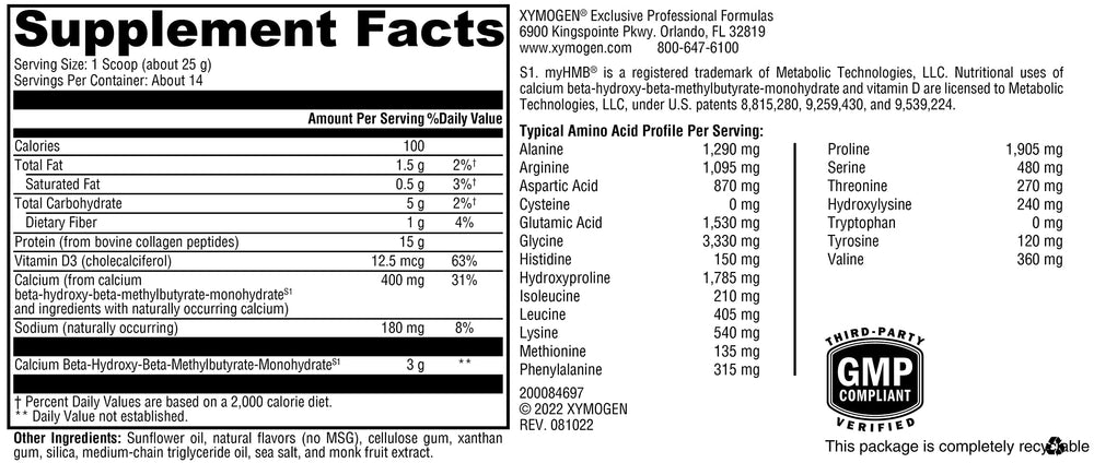 XYMOGEN FIT vanilla collagen powder dissolves easily for quick shakes.