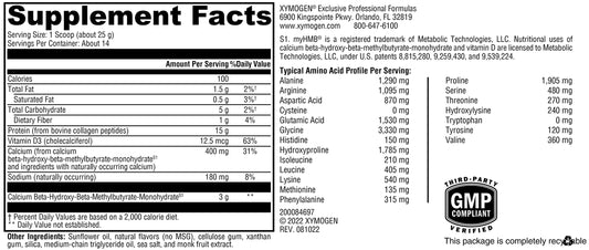 XYMOGEN FIT vanilla collagen powder dissolves easily for quick shakes.