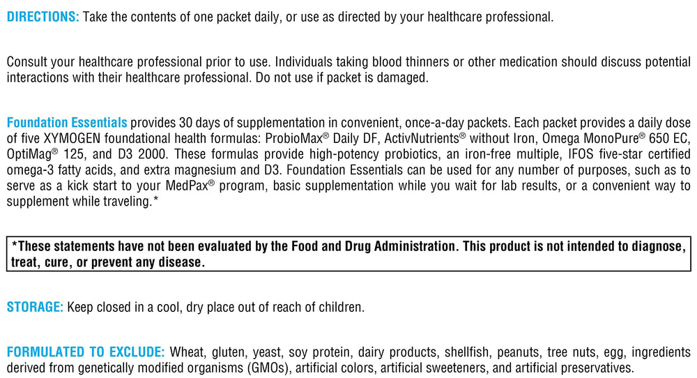 XYMOGEN ActivNutrients without Iron multivitamin label for clean daily use