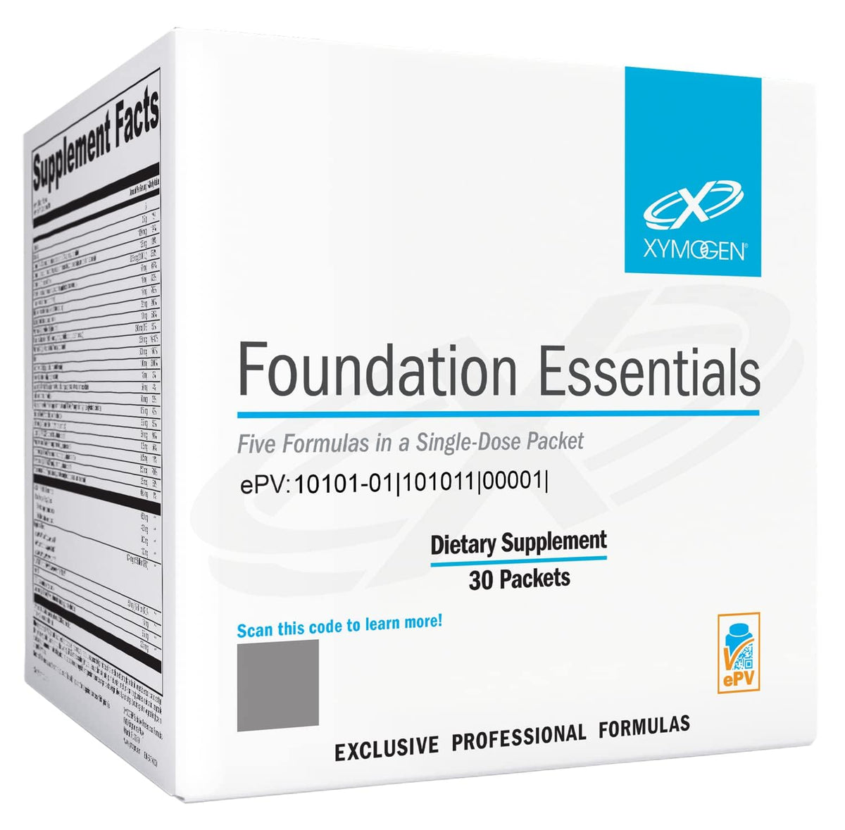 XYMOGEN Foundation Essentials box front for a five-pack daily regimen