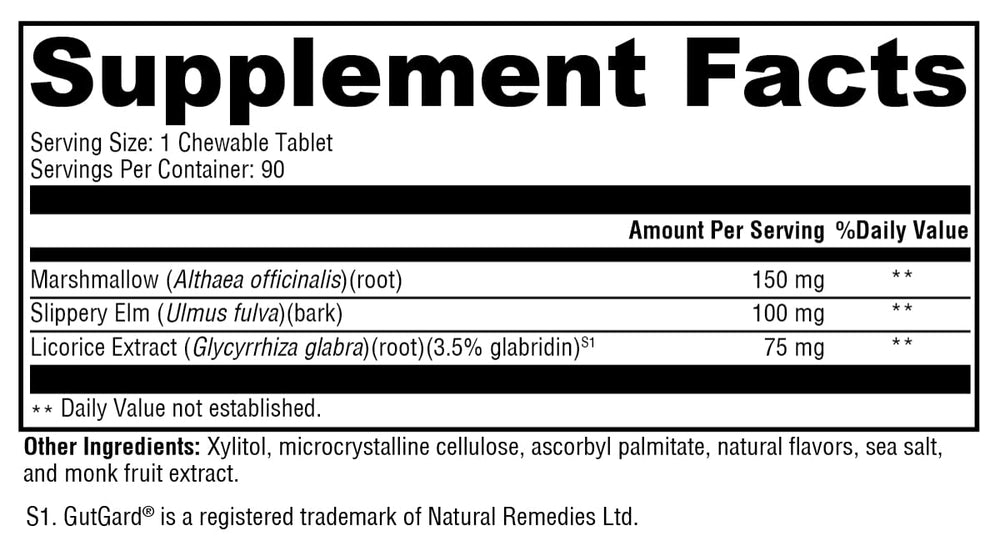 XYMOGEN GI Soothe Chocolate tablets taken for mild bloating relief.