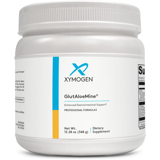 XYMOGEN GlutAloeMine powder scoop ready for GI support