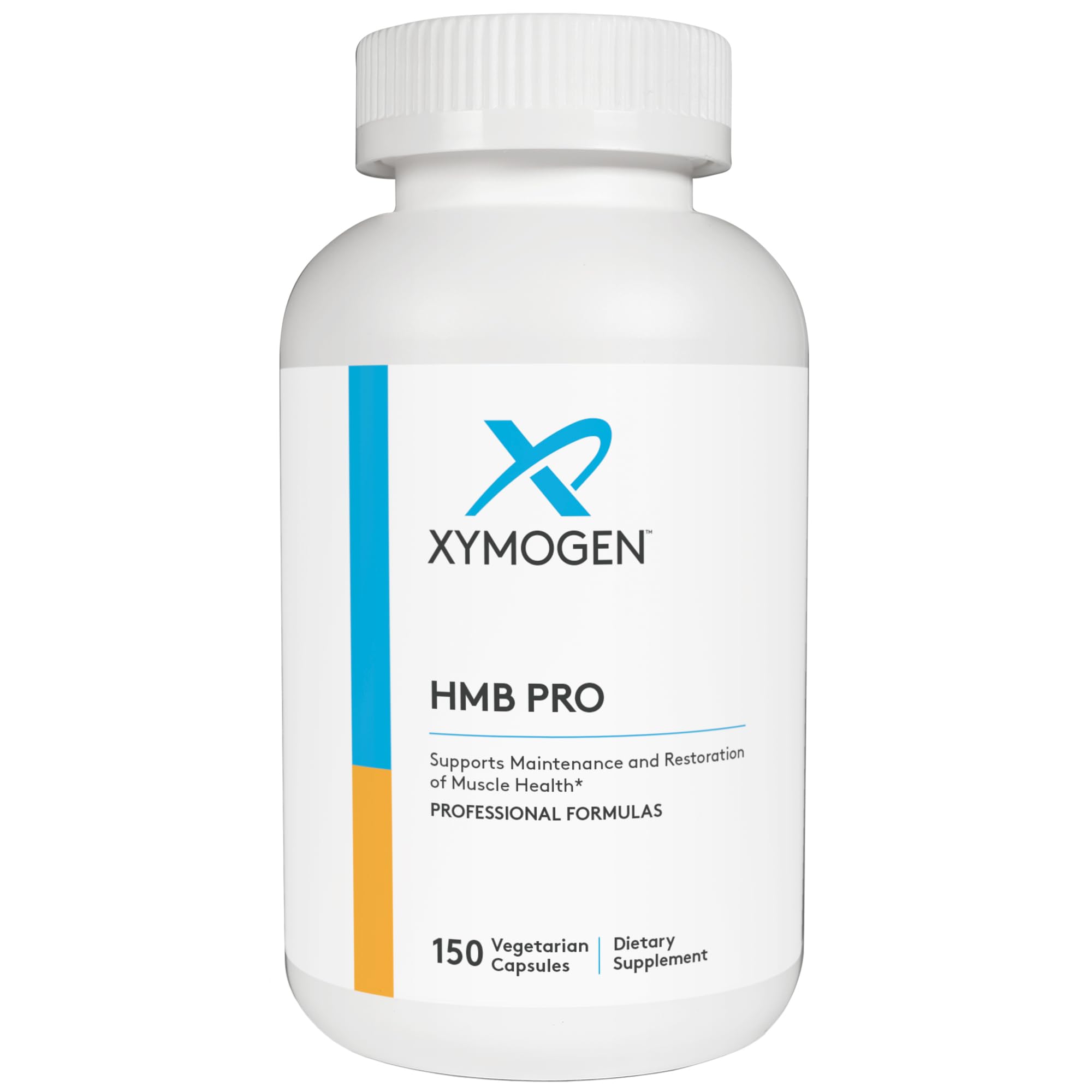 XYMOGEN HMB PRO bottle label highlighting vegan and gluten-free formula