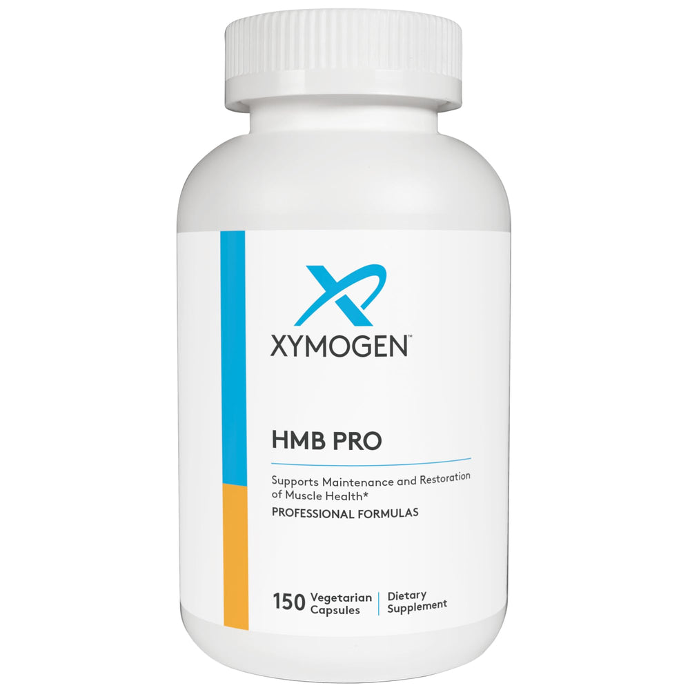 XYMOGEN HMB PRO bottle label highlighting vegan and gluten-free formula