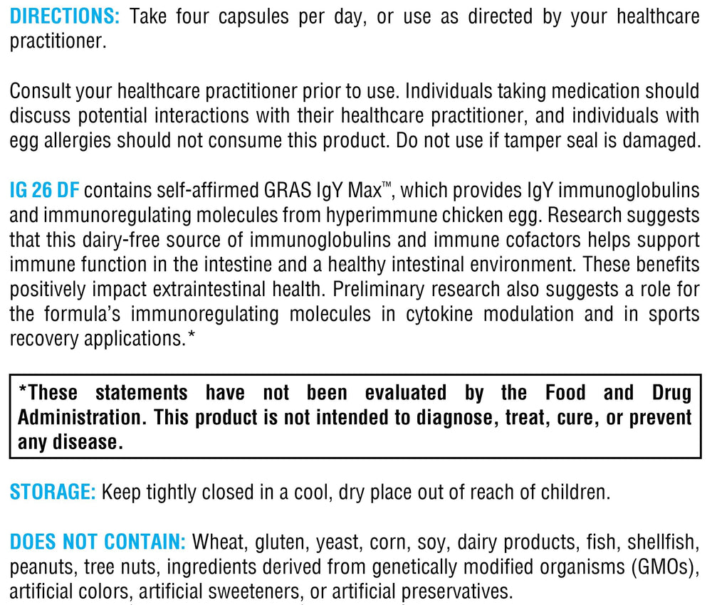 XYMOGEN IG 26 DF egg-derived immunoglobulins support balance.