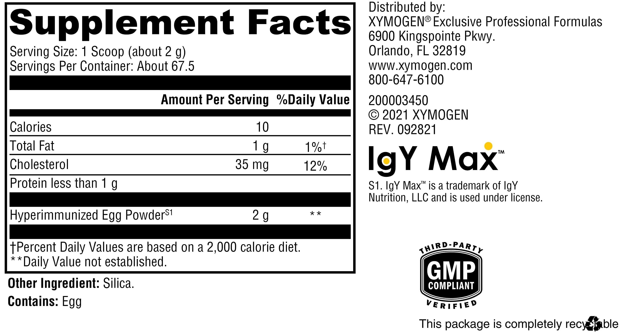 Xymogen IG 26 DF powder scoop ready for mixing into cold drinks.