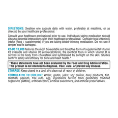 XYMOGEN K2-D3 10000 IU bottle label with dosage and ingredients