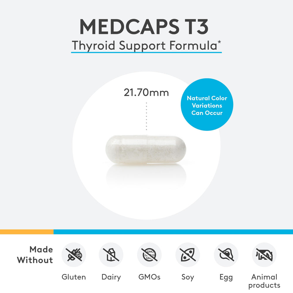 Capsules of Xymogen MedCaps T3 ready for daily use.
