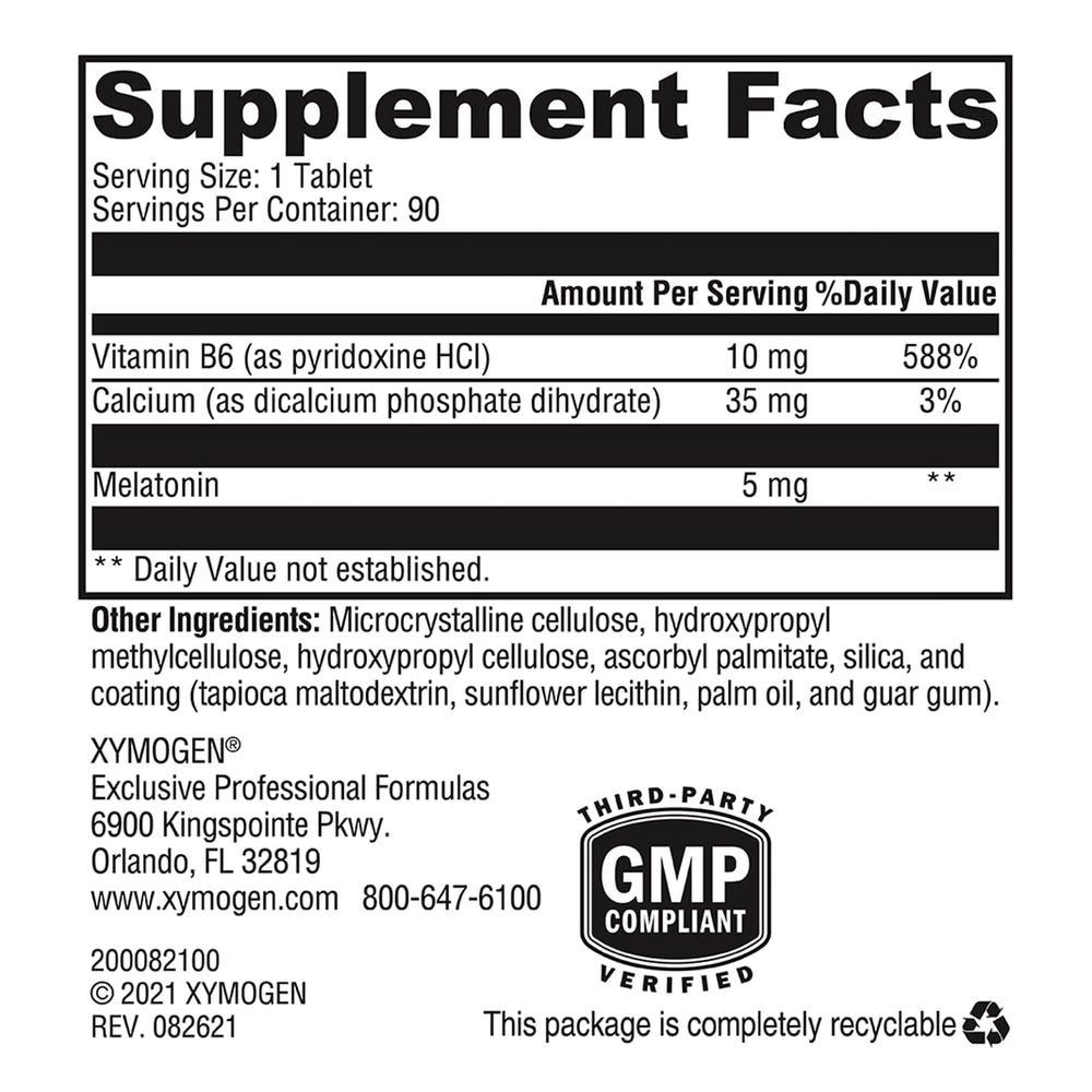 XYMOGEN Melatonin CR bottle pour demonstrates easy nightly dosing.