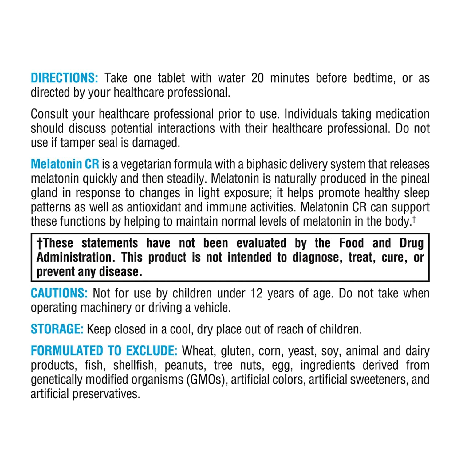 XYMOGEN Melatonin CR packaging label showcases vegetarian claim.