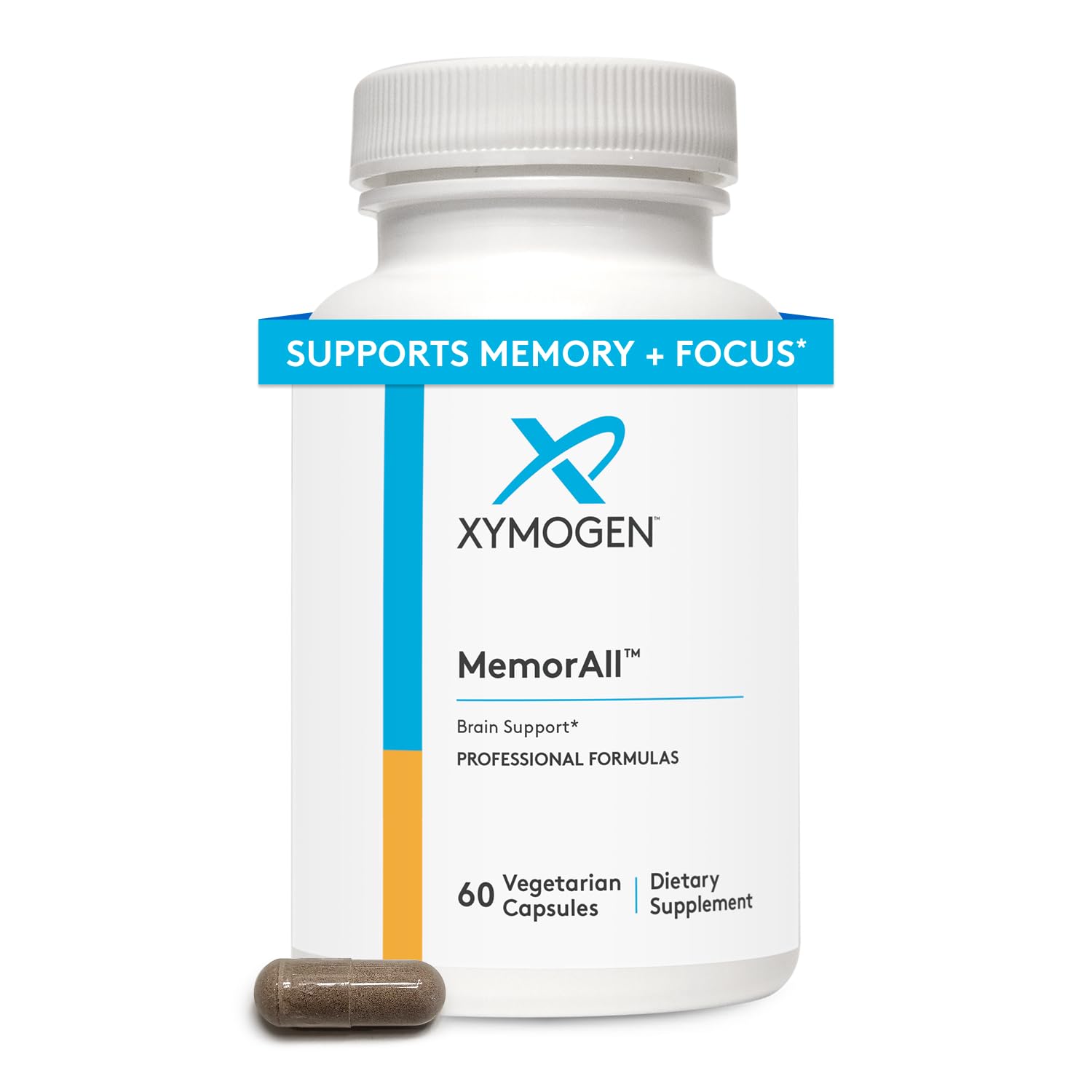XYMOGEN MemorAll packaging signaling daily cognitive support potential.