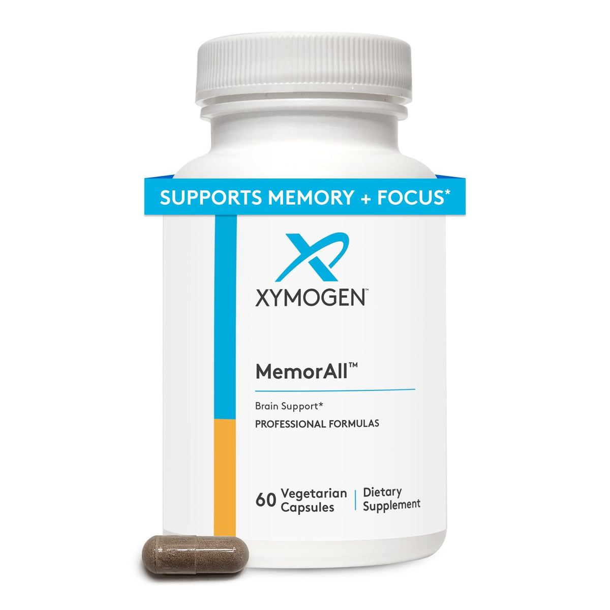 XYMOGEN MemorAll packaging signaling daily cognitive support potential.