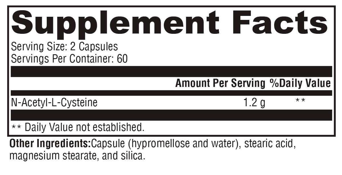 Xymogen NAC 600mg capsules close-up for daily use